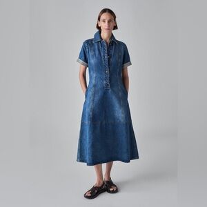 Classic Button-Down Denim Midi Dress